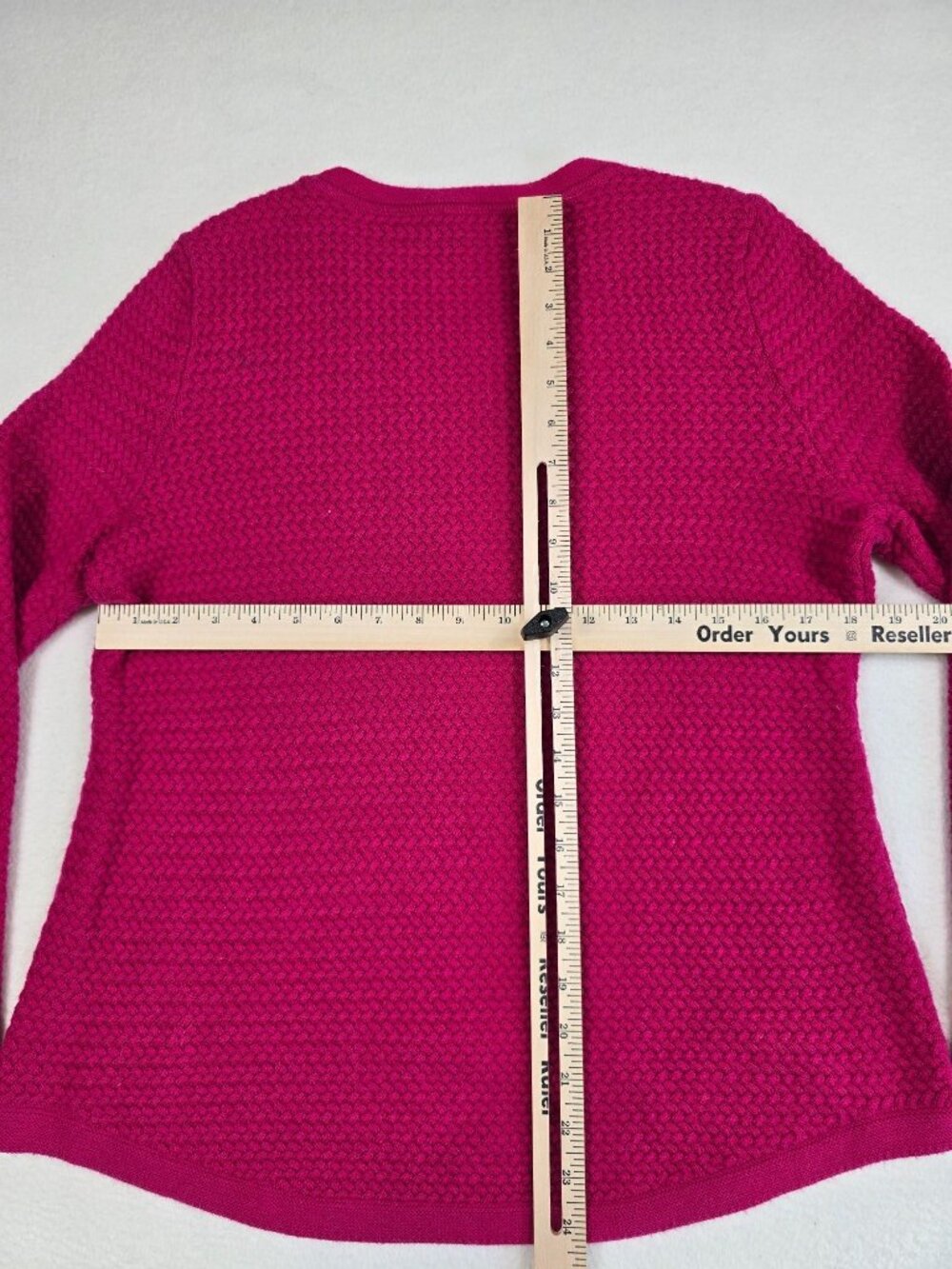 Talbots Petite Raspberry Pink Textured Sweater Long Sleeve Large LP Wool Blend - Picture 5 of 5